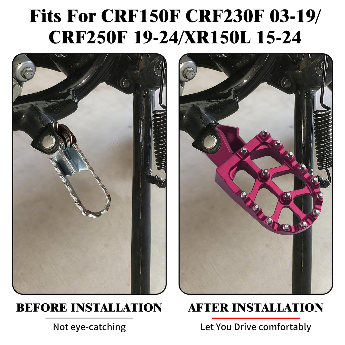CNC Aluminum Wide Dirt Bike Foot Pegs 8 Colors Anti-Slip for Surron Light Bee E Ride Pro Honda CRF150F CRF230F CRF250F XR150L